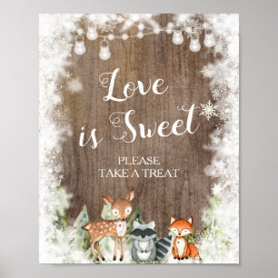 Rustic Winter Animals Woodland Love is Sweet Baby Poster