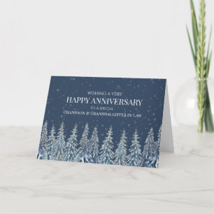 Rustic Winter Anniversary Grandson & Wife Card