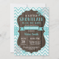 Rustic Winter Baby Shower Aqua Snowflake