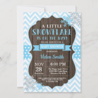 Rustic Winter Baby Shower Blue Snowflake