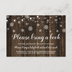 Rustic Winter Baby Shower Bring a Book Enclosure Card