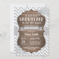 Rustic Winter Baby Shower Grey Snowflake