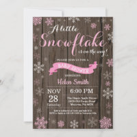 Rustic Winter Baby Shower Pink White Snowflake