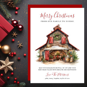 Rustic Winter Barn Christmas Holiday Card