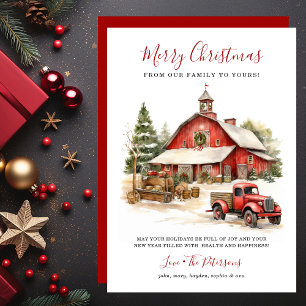 Rustic Winter Barn Christmas Holiday Card