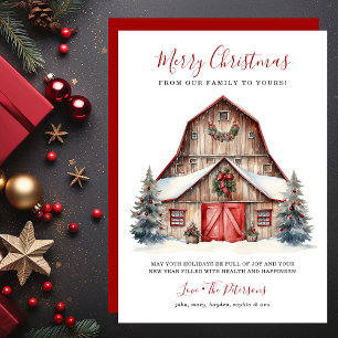 Rustic Winter Barn Christmas Holiday Card