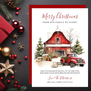 Rustic Winter Barn Christmas Holiday Card