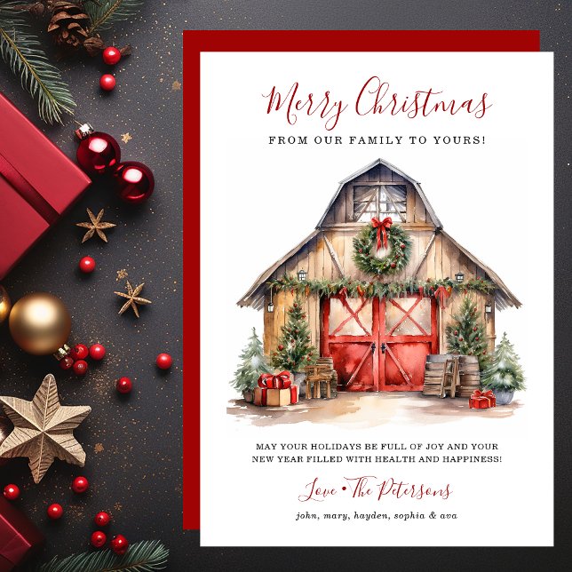 Rustic Winter Barn Christmas Holiday Card (Creator Uploaded)