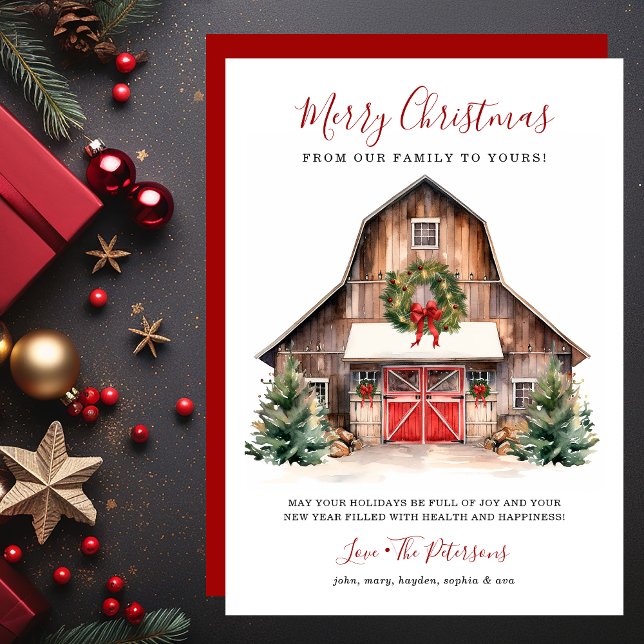 Rustic Winter Barn Christmas Holiday Card (Creator Uploaded)