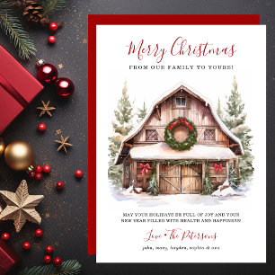 Rustic Winter Barn Christmas Holiday Card