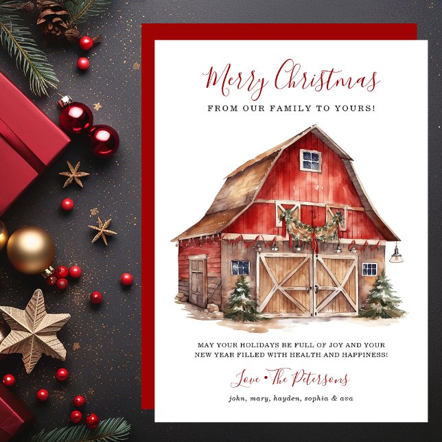 Rustic Winter Barn Christmas Holiday Card (Creator Uploaded)