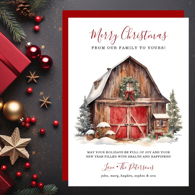 Rustic Winter Barn Christmas Holiday Card (Creator Uploaded)