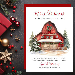 Rustic Winter Barn Christmas Holiday Card