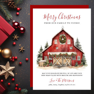 Rustic Winter Barn Christmas Holiday Card