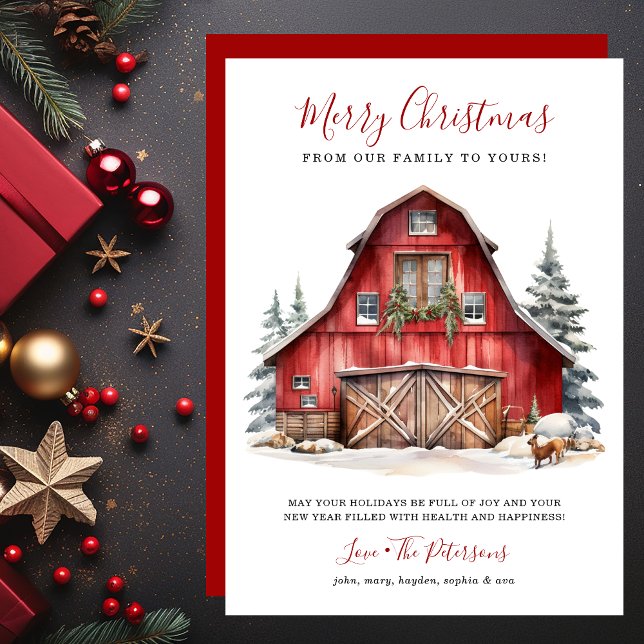 Rustic Winter Barn Christmas Holiday Card (Creator Uploaded)