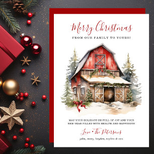 Rustic Winter Barn Christmas Holiday Card