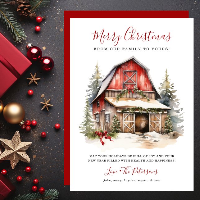 Rustic Winter Barn Christmas Holiday Card (Creator Uploaded)