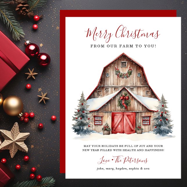Rustic Winter Barn Christmas Holiday Card (Creator Uploaded)