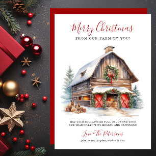 Rustic Winter Barn Christmas Holiday Card