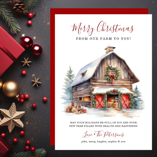 Rustic Winter Barn Christmas Holiday Card (Creator Uploaded)