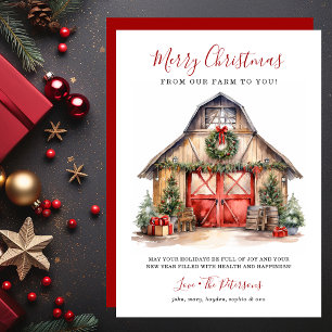 Rustic Winter Barn Christmas Holiday Card