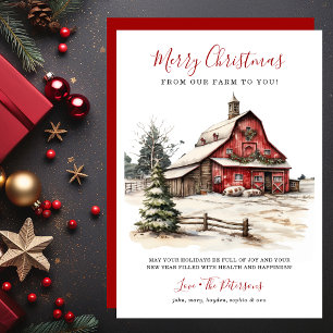Rustic Winter Barn Christmas Holiday Card