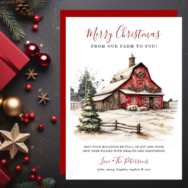 Rustic Winter Barn Christmas Holiday Card (Creator Uploaded)