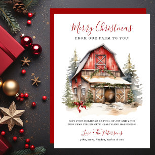 Rustic Winter Barn Christmas Holiday Card