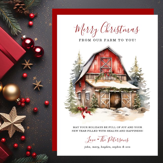 Rustic Winter Barn Christmas Holiday Card (Creator Uploaded)