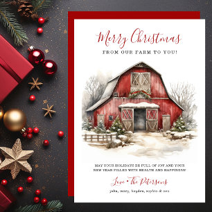 Rustic Winter Barn Christmas Holiday Card