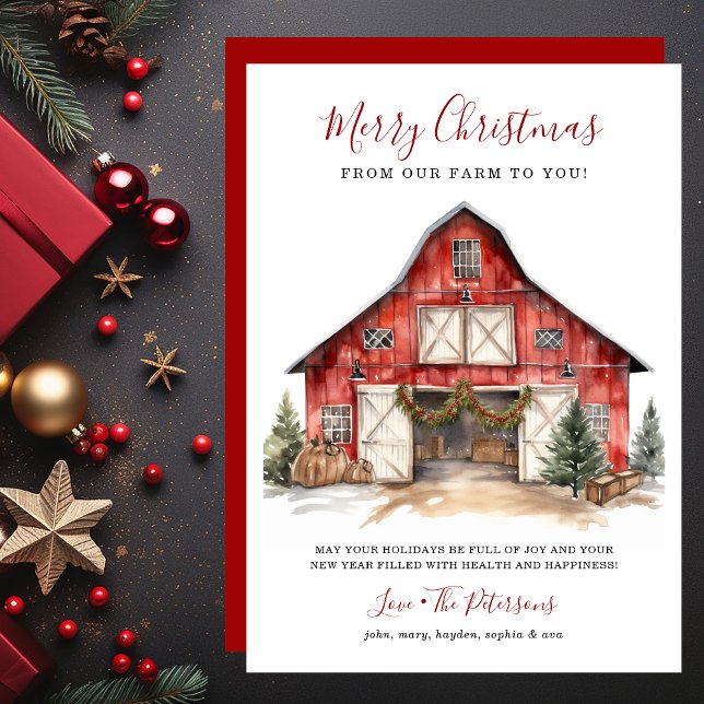 Rustic Winter Barn Christmas Holiday Card (Creator Uploaded)