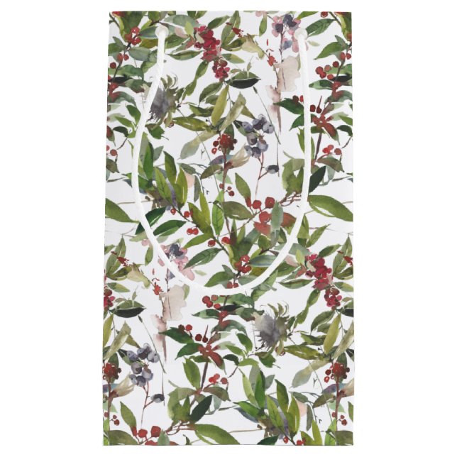 Rustic Winter Berries Holiday Small Gift Bag (Front)