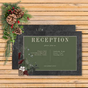 Rustic Winter Berries & Pine Black Reception Enclosure Card