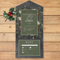 Rustic Winter Berries & Pine Black Three Dinner