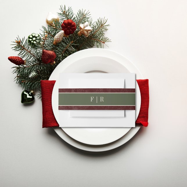 Rustic Winter Berries & Pine Burgundy Wedding Invitation Belly Band (Rustic Winter Berries & Pine Burgundy Wedding Invitation Belly Band)