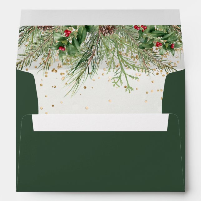 Rustic Winter Berries Pine Cone Greenery Envelope (Back (Bottom))