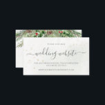 Rustic Winter Berries Pine Cone Greenery Wedding Enclosure Card<br><div class="desc">Beautiful wedding website enclosure cards featuring hand-painted botanical watercolor illustrations of winter greenery,  pine and spruce branches,  cones and holly berries. Perfect choice for winter or Christmas holiday themed weddings.</div>
