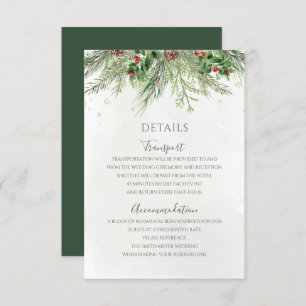 Rustic Winter Berries Pine Cone Greenery Wedding Enclosure Card