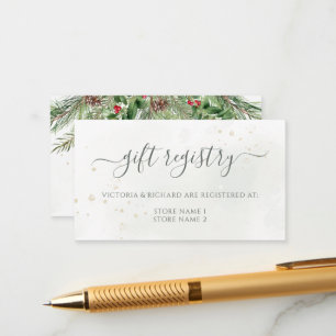 Rustic Winter Berries Pine Cone Greenery Wedding Enclosure Card