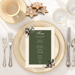 Rustic Winter Berries & Pine Cream Wedding Menu<br><div class="desc">Introducing our enchanting winter wedding menu, where timeless elegance meets the beauty of the season. The rich cream background, artfully distressed with soft white accents, sets a captivating tone for your special day. In the dark sage green text area, your menu details will shine, surrounded by a delicate light sage...</div>