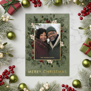 Rustic Winter Berries & Pine Green Christmas