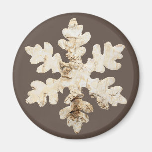 Rustic winter Birchwood snowflake brown white Magnet
