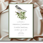 Rustic Winter Bird & Pine Spray Wedding Invitation<br><div class="desc">Celebrate your love with the serene beauty of winter. Our nature-inspired wedding invitation features a delicate watercolor image of a winter bird clutching a sprig of winter foliage and berries—capturing the quiet magic of the season. Finished with a clean, modern font and sage green double frame, this design brings elegance...</div>