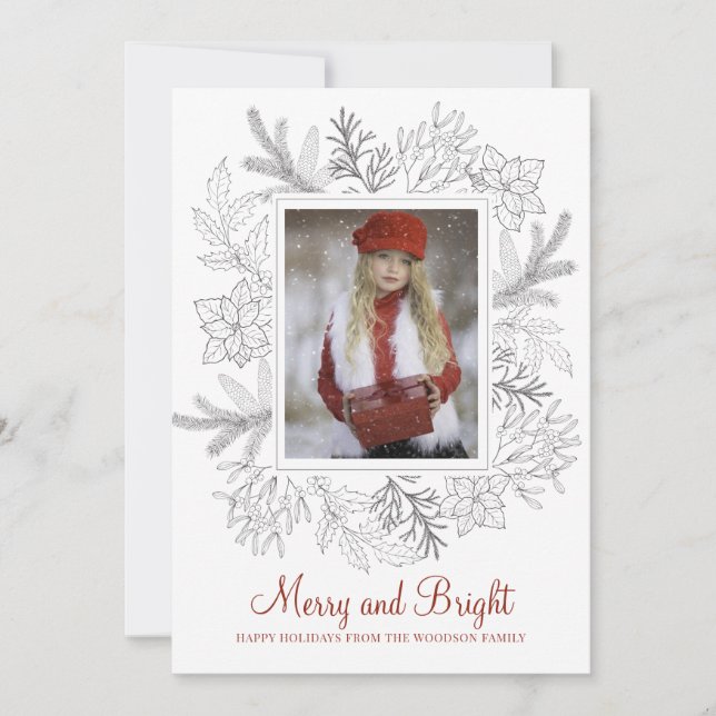 Rustic Winter Botanical Photo Christmas (Front)