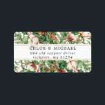 Rustic Winter Botanical Wedding Mailing Label<br><div class="desc">Designed to coordinate with the Holly and Pine White floral collection, this wide mailing label features two rustic floral borders of pine branches, holly with red berries and white cotton flowers. The wedding couple's names and address are placed in the centre. Message me if you need help finding coordinating items....</div>