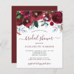 Rustic winter budget bridal shower invitation<br><div class="desc">Rustic winter chic affordable bridal shower party stylish invitation template on a clear white background featuring red burgundy and green flowers with grey and hunter green seasonal foliage border and a trendy elegant handwriting dark burgundy typography script. Easy to personalise with your details! The invitation is suitable for a winter...</div>