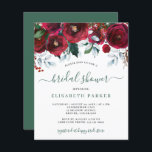 Rustic winter budget bridal shower invitation<br><div class="desc">Rustic winter chic affordable bridal shower party stylish invitation template on a clear white background featuring red burgundy and green flowers with grey and hunter green seasonal foliage border and a trendy elegant handwriting typography script. Easy to personalise with your details! The invitation is suitable for a winter wonderland, rustic...</div>