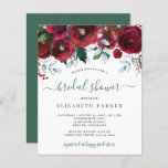 Rustic winter budget bridal shower invitation<br><div class="desc">Rustic winter chic affordable bridal shower party stylish invitation template on a clear white background featuring red burgundy and green flowers with grey and hunter green seasonal foliage border and a trendy elegant handwriting typography script. Easy to personalise with your details! The invitation is suitable for a winter wonderland, rustic...</div>