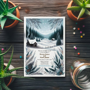 Rustic Winter Cabin Wedding Invitation