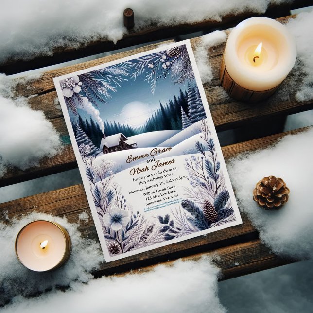 Rustic Winter Cabin Wedding Invitation (Creator Uploaded)